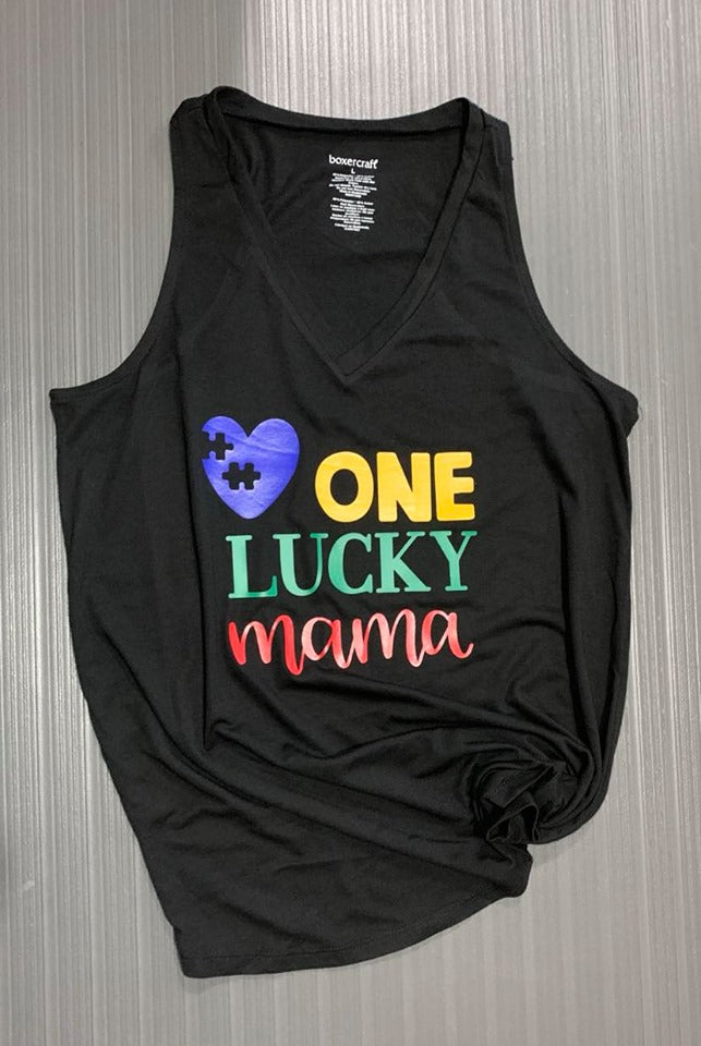 Autism One lucky mama Tank