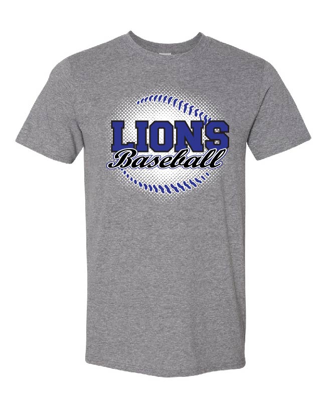 Grey "Lions Baseball" Short Sleeve