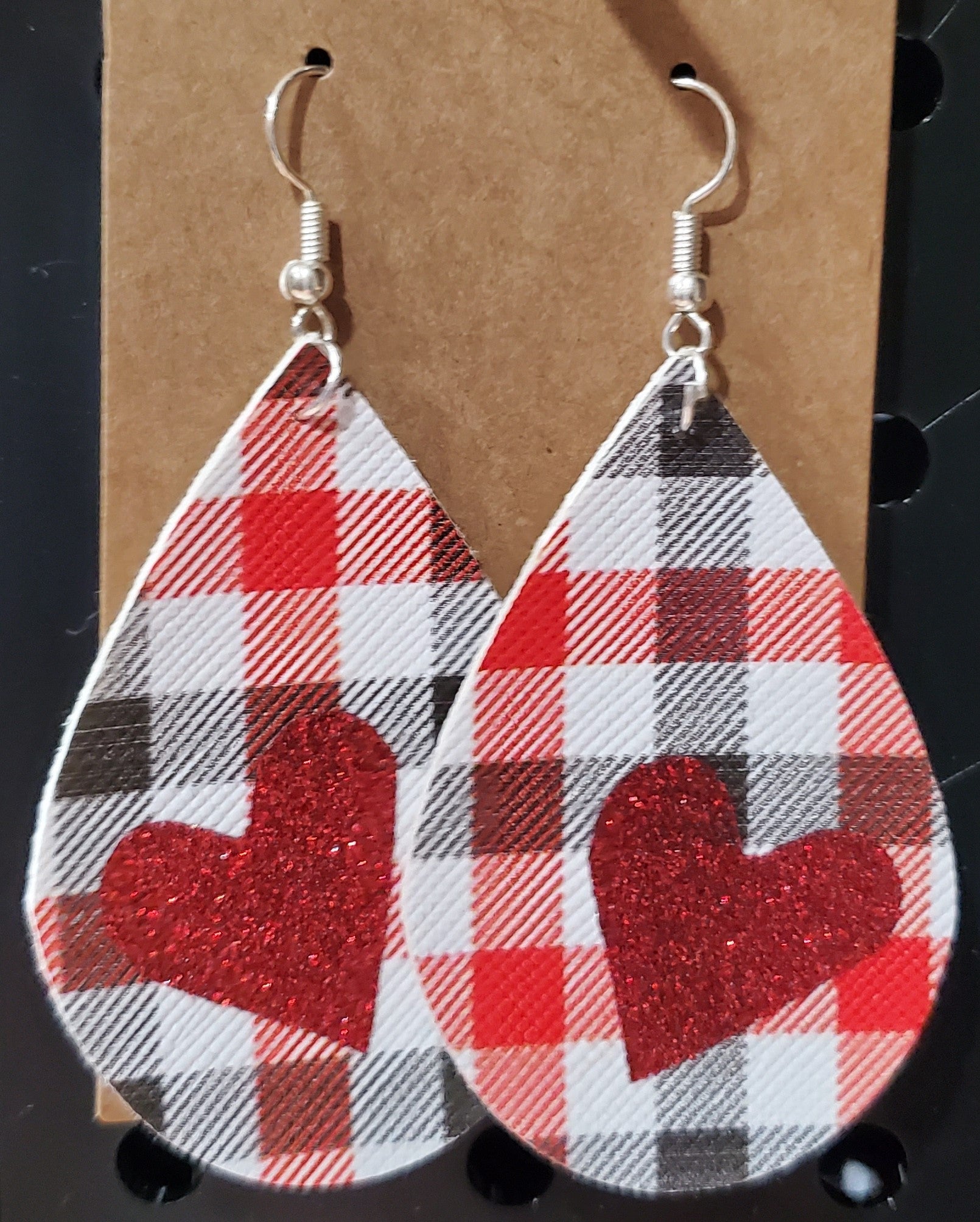 Plaid Heart Earrings