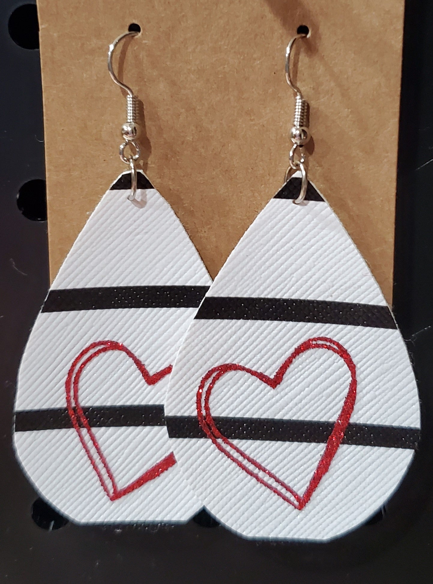 White & Black Stripe Earrings