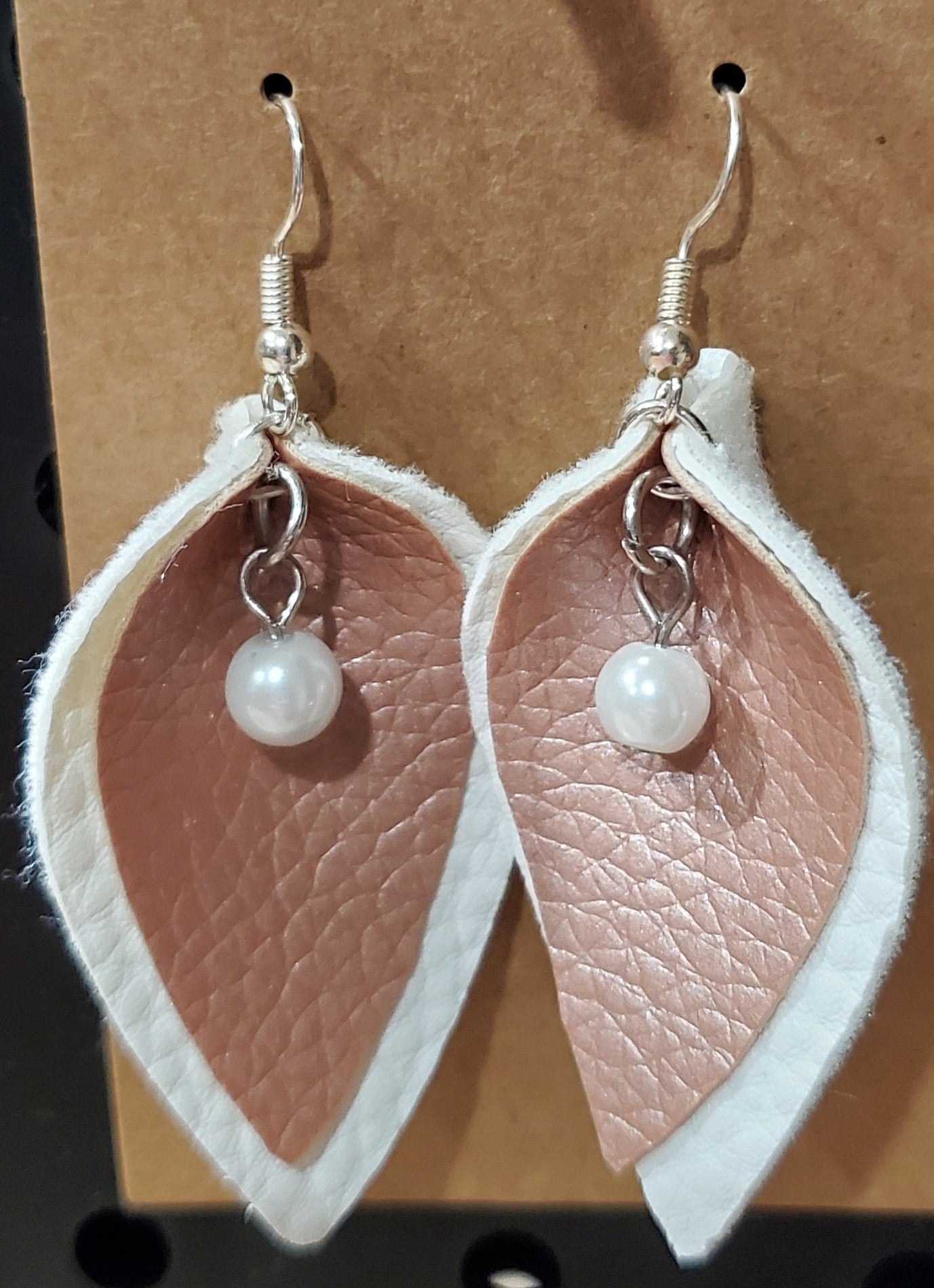 Pink & White with Bead Earrings