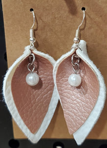 Pink & White with Bead Earrings