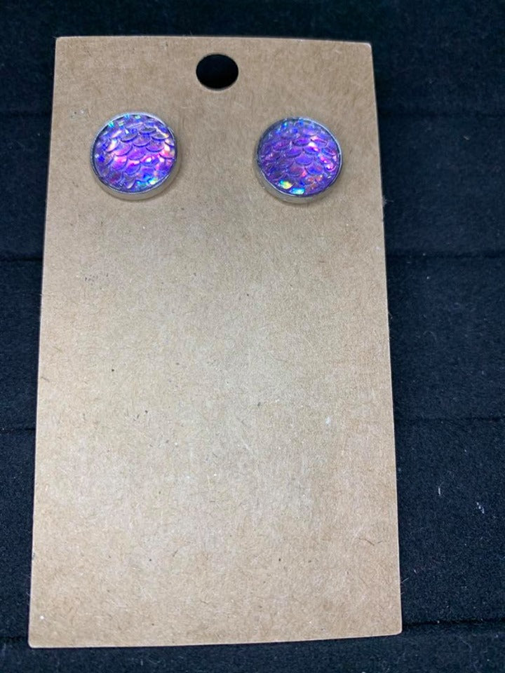 12mm Purple mermaid studs