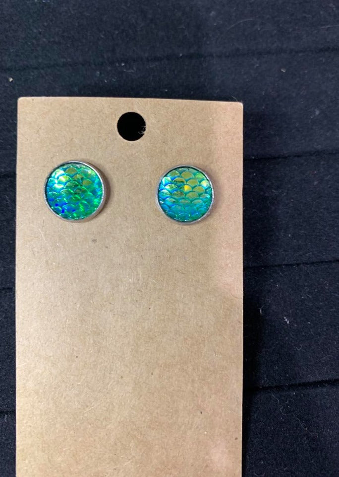 12mm Turquoise mermaid studs