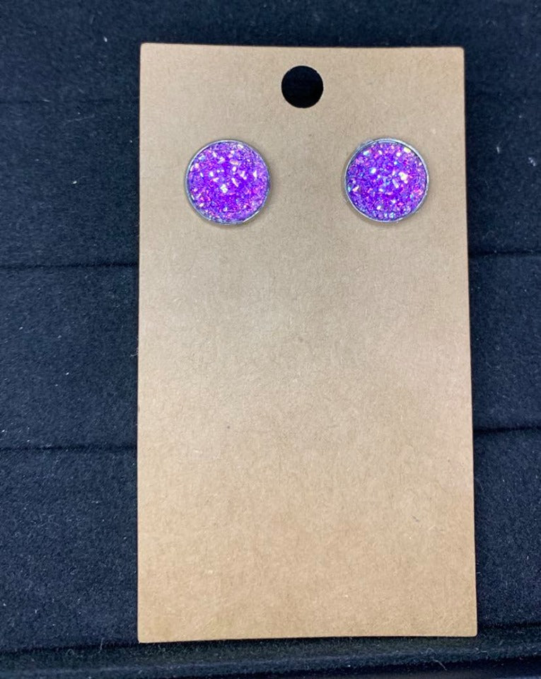 12mm Purple sparkle studs