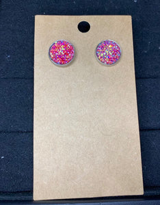 12mm Dark Pink sparkle studs