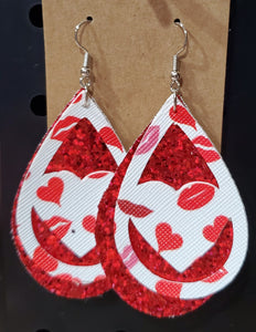Red & White with Lips & Glitter Earrings
