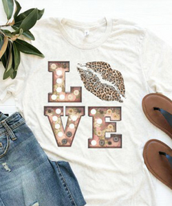 Vintage Love sign with Leopard Lips shirt