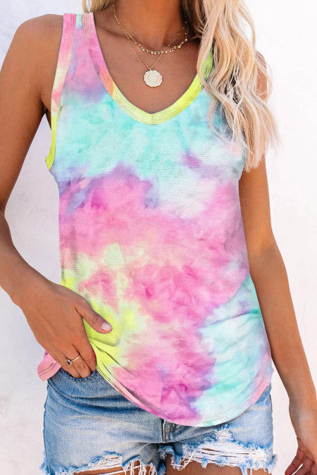 Tie Dye Tank with curved hem