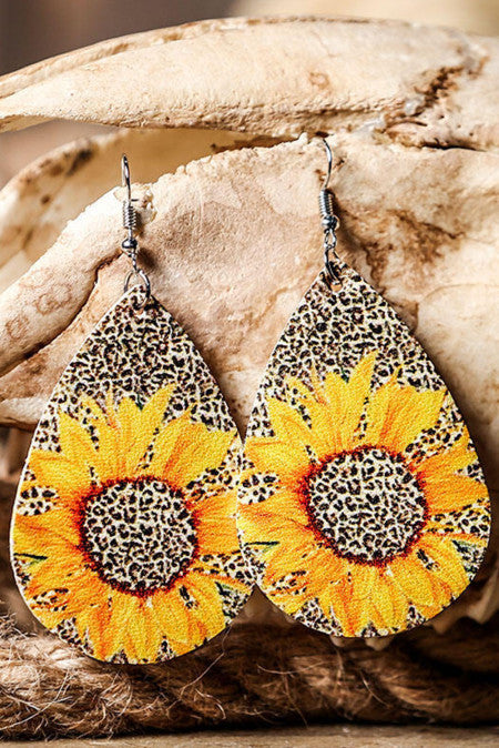 Sunflower earrings ( leopard)