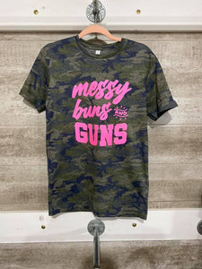 Messy Buns and Guns Camo T shirt